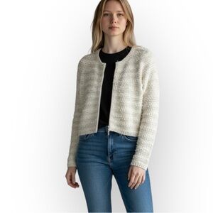 NWT Frenchi Chenille Long Sleeve Crop Cardigan Cream Bone XS Boxy